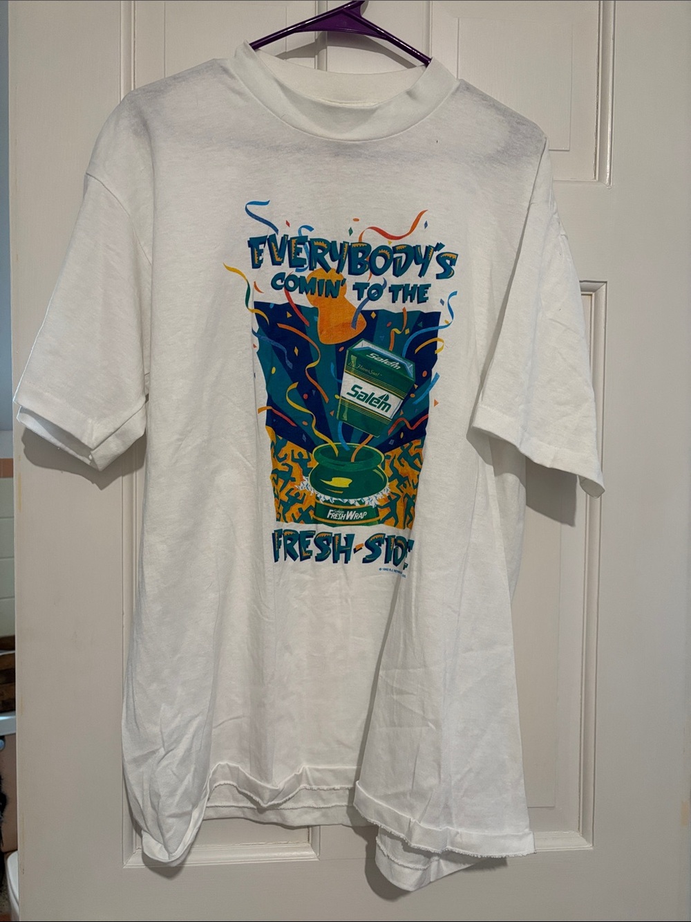White Graphic Short-Sleeve Tee with Multicolor Print